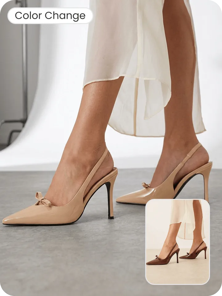 Before and after comparison of online color change for shoes using Snappyit