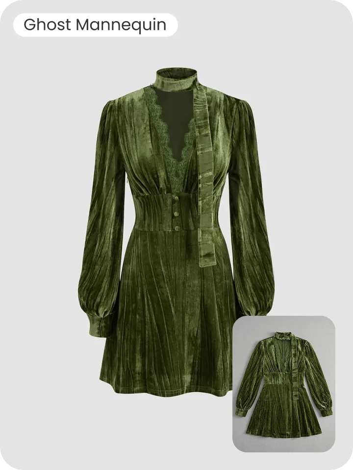 Before and after comparison of ghost mannequin effect for dresses using Snappyit