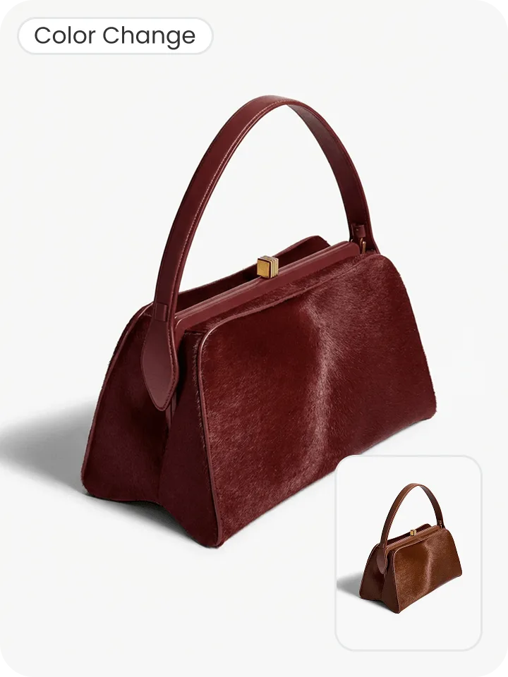 Before and after comparison of online color change for bags using Snappyit