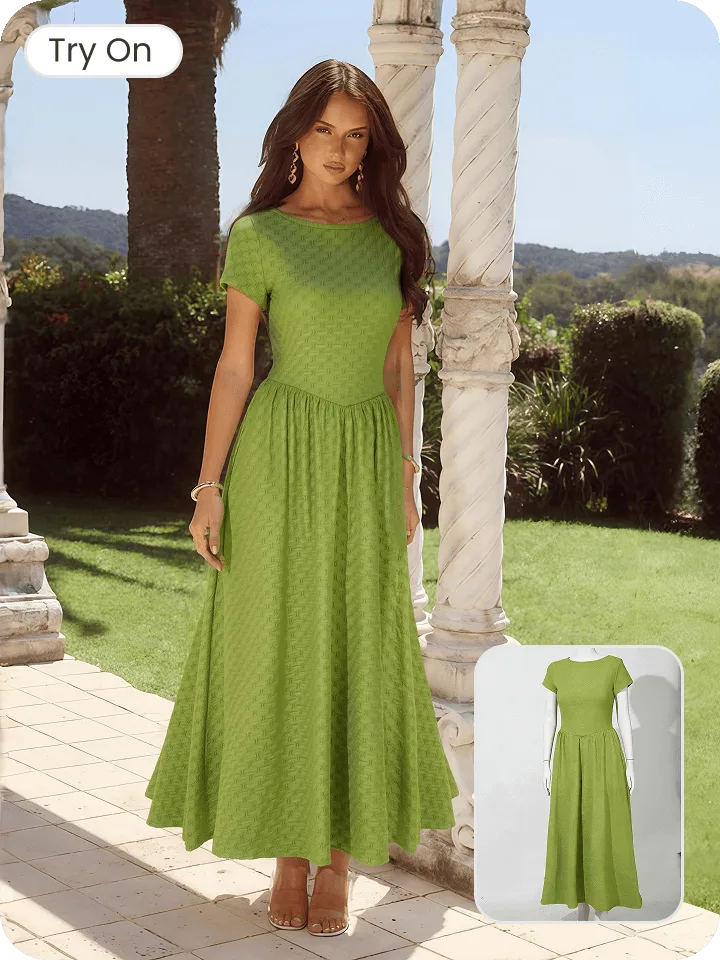 Before and after comparison of virtual try-on for dresses using Snappyit
