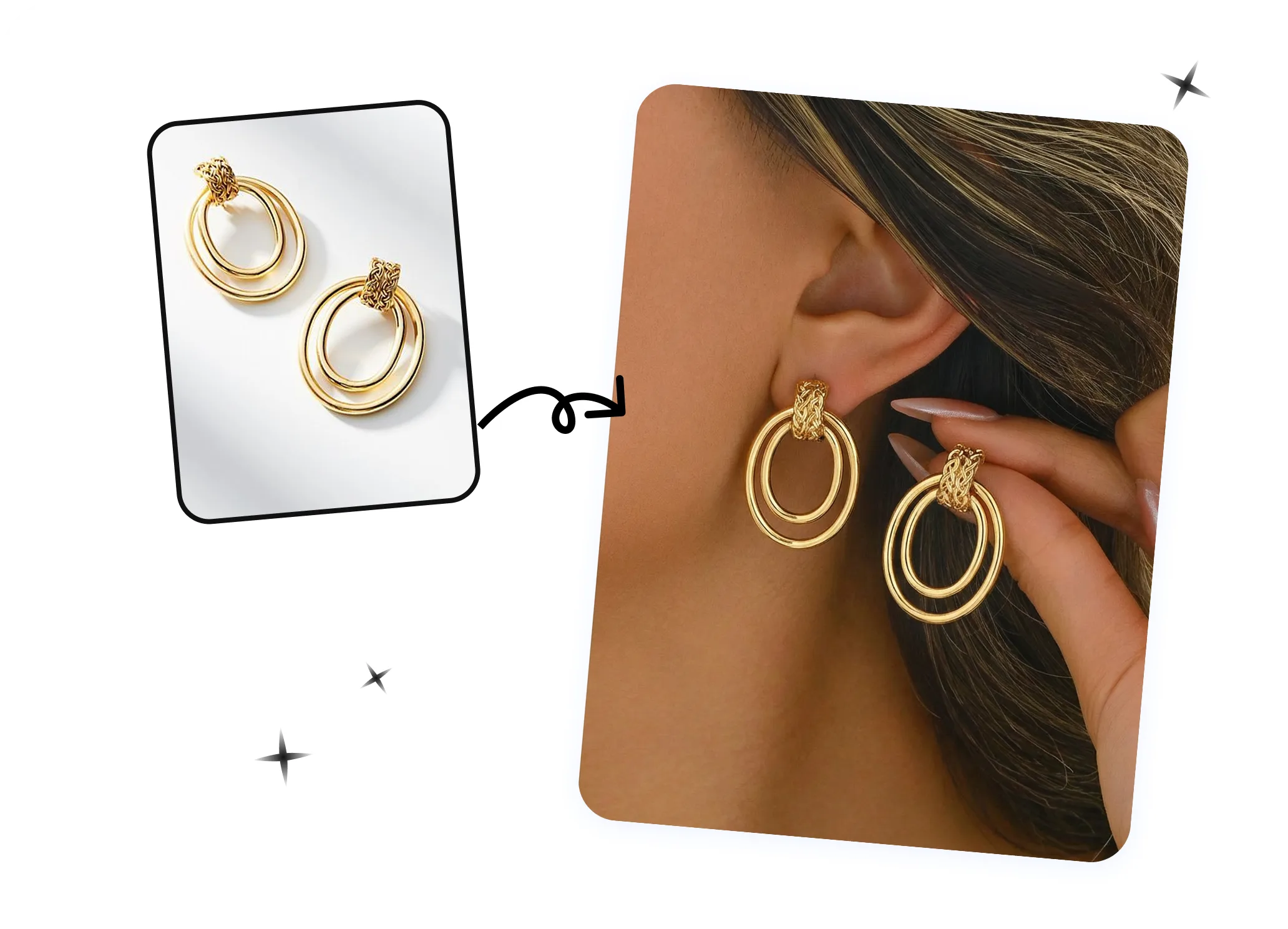 AI Jewelry On-Model Photos for Earrings