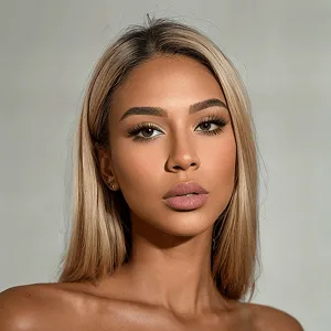 AI model swap example showing a female model with blonde hair