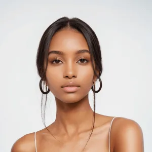 AI model swap example showing a female model with brown hair